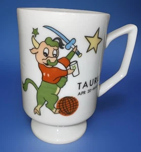 VINTAGE ZODIAC TAURUS PEDESTAL COFFEE MUG tea cup unique - Picture 1 of 3