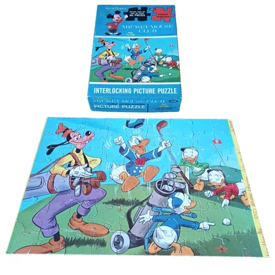 Walt Disney Jaymar 63 Piece Jigsaw Puzzle Mickey Mouse Club Goofy Pro Caddy 1960 - Image 1 of 4