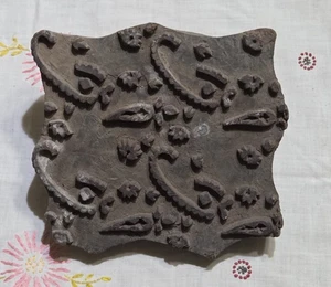 Wood Block Vintage Ink Stamping Hand Carved (large block) Flower - Picture 1 of 3