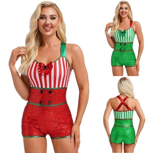 Damen Body Strampler Overall Festival Outfit Party Kostüm Verkleidung Weihnachten - Bild 1 von 37