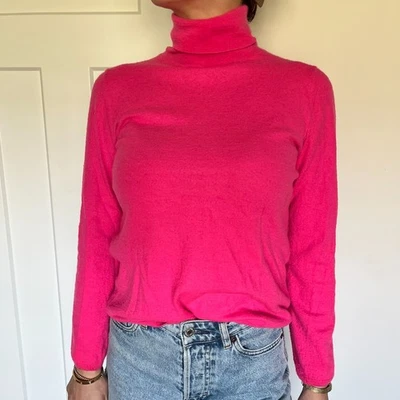 Suéter clássico feminino Allude 100% cashmere rosa gola alta manga longa tamanho XL - Imagem 1 de 4