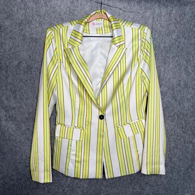 L'ATISTE by Amy Yellow & White Striped 3 Piece Suit Set- Sz L - Image 1 of 4