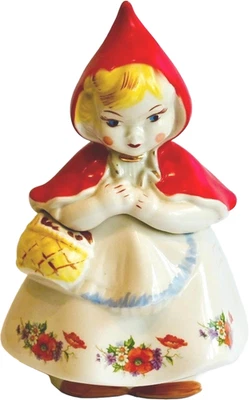 Tarro de galletas Hull años 40 cerámica vintage EE. UU. Caperucita Roja Foto 1 de 4