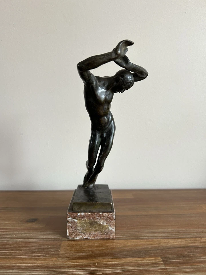 Jan Štursa Attributed Unsigned Vintage Mid Century Bronze “The Wounded”  8.75” - Image 1 of 4