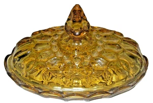 Anchor Hocking Glass FAIRFIELD Honey Gold Amber Oval Covered Butter Dish & Lid - Picture 1 of 3