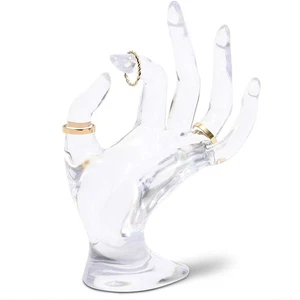 Soporte de anillo transparente en forma de mano para exhibición de brazalete pulsera joyería 6,3" - Imagen 1 de 6
