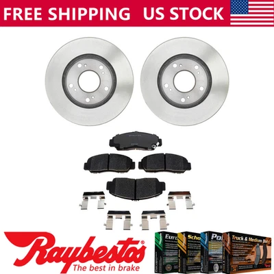 Kit dianteiro rotores de freio + pastilhas metálicas e ferragens para 2009 2010 Honda Civic - Imagem 1 de 4