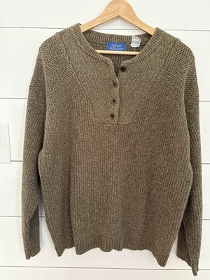 Natural Reflections Sweater Womens XL Brown Henley Knit Pullover Made in Japan - Image 1 of 4