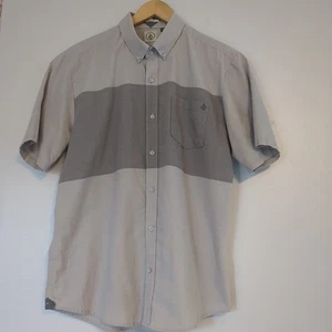 Volcom Shirt Mens Large Classic Fit Gray Colour Block Skater Preppy Golf - Picture 1 of 8