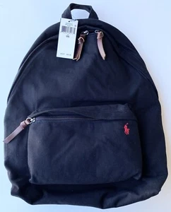 Polo Ralph Lauren Red Polo Pony Black Canvas Backpack One Size Unisex Brand New - Picture 1 of 4