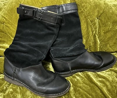 RARE Doctor Dr. Martens Black Suede Leather Tall Boots Women US 8 HTF Size - Image 1 of 4