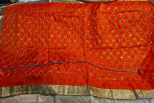Lightweight Indian Fabric - Blaze Orange Shim. W/Gold Sequins and Machine Emb.