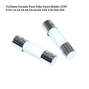 Soporte de tubo de fusible de cerámica 5x20 mm 250V 0.5A 1A 2A 5A 6A 8A 10A 15A 20A 30A - Imagen 1 de 4