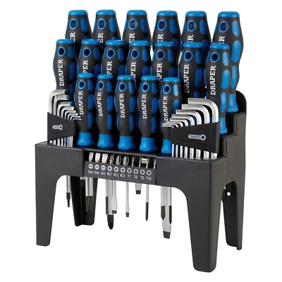 Draper 44pc Screwdriver Hex Allen Keys & Bits Set Storage Stand Plain Cross Pozi - Image 1 of 4