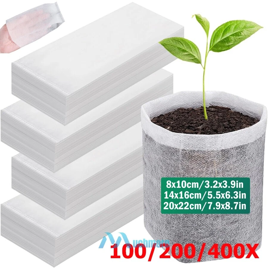 200/400x Plant Grow Nursery Bag Biodegradable Non-woven Fabric Seed Starters Pot - Image 1 of 4
