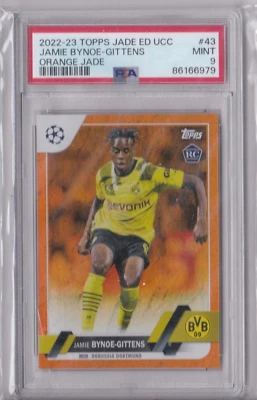 2022-23 Topps Jade UEFA UCC #43 Jamie Bynoe-Gittens Orange Jade RC 24/25 PSA 9 - Image 1 of 2