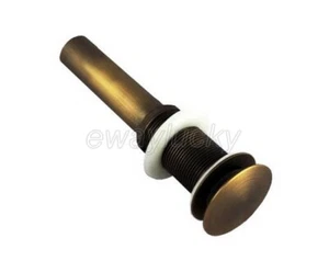 Basin Antique Brass Sink Drain Pop Up Waste Vanity Non-Overflow Draine - Picture 1 of 4