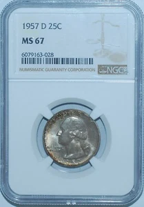 1957 D NGC MS67 Washington Quarter - Picture 1 of 2