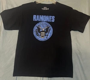 Ramones 1234  Black T-Shirt - Blue Presidential Seal (Sparkle) - Size 13/14 Kids - Picture 1 of 5