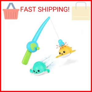 KINDIARY Bath Toys, Magnetic Fishing Games with Wind-up Swimming Whales, Water T - Picture 1 of 2