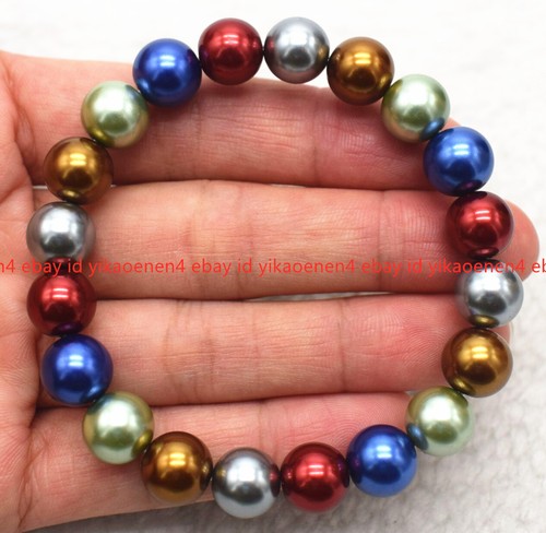 VALENTINO Affascinante Braccialetto Perline Rotonde Conchiglia Multicolore 10 mm 7 5 pollici