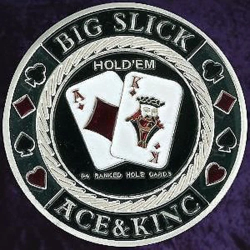 Card Guard Silver "Big Slick" - Poker Texas Hold'em - Metallo - Lucky Coin - Immagine 1 di 1