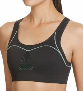 Berlei Seam Free Hyper Ebonize Charcoal Aqua Sports Crop Top S - Picture 1 of 1