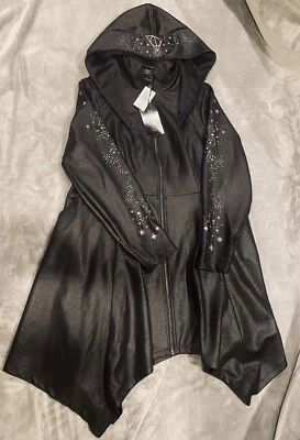 Torrid Harry Potter Deathly Hallows Faux Suede Goth Punk Embroidered Coat 1X - Image 1 of 4
