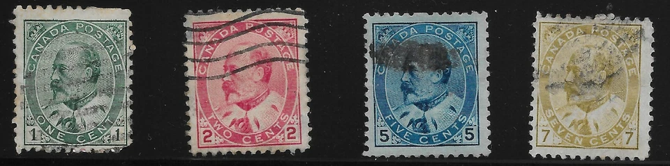 Canada Scott #89-92, Singles 1903-08 FVF Used - Image 1 of 1