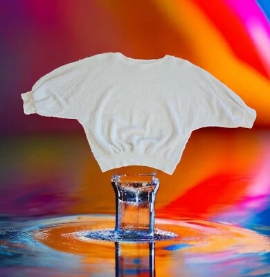 Pullover Courtney Brooke de Colección Años 60 Tela Terry Manga Dolman Blanco Para Mujer Grande Foto 1 de 4