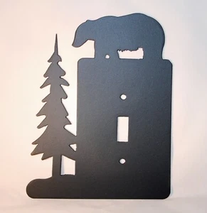 BEAR an TREE Single Light Switch Plate Cover Wildlife Rustic Plasma Metal Art - Picture 1 of 4