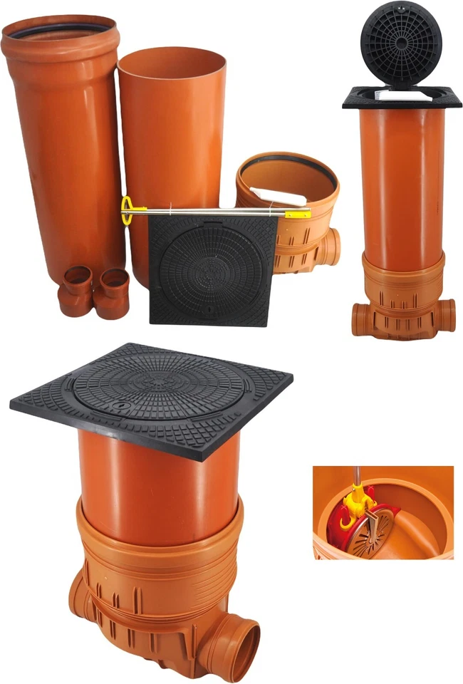 MEGAASTORE Rückstauklappe DN400 Rohr Revisionsschacht Kontrollschacht Quadratischer Deckel