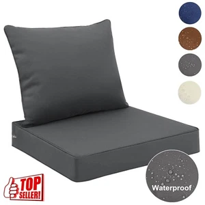 Outdoor Chair Cushions Waterproof Deep Seat and Backrest Cushion Set for Patio - Picture 1 of 37