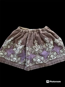 Peek Flour EUC Mauve Velveteen Skirt With Ivory/Lavender Embroidery-Large 8 - Picture 1 of 4
