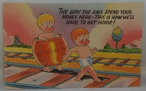 Vtg Asheville Comic Humorous Post Card The Way The Gals Spend Money Here #570 - Picture 1 of 2