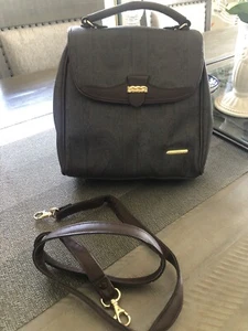 Vintage Liz Claiborne Hand Bag Top Handle Strap Paisley Print Medium Size Brown - Picture 1 of 14