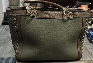 Vintage Charming Charlie Ladies Handbag Green/brown Medium Shoulder Bag/Purse - Picture 1 of 6