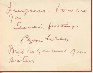 Webb, Clifton. (1889–1966): Autograph Season's Greetings card to Luigi Lucioni - Picture 1 of 2