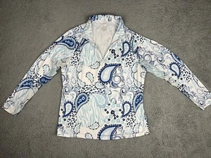 Gottex Womens Shirt Medium Golf Tennis Pickleball Mock Neck Paisley Mesh Outdoor - Picture 1 of 11