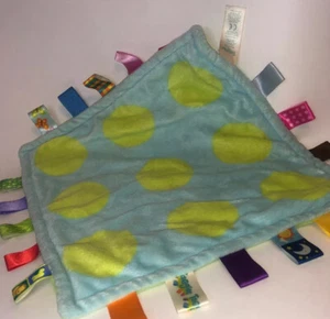 Taggies Lovey Security Blanket Plush Blue Green Dots Circles Red Pink Star Leaf - Picture 1 of 9