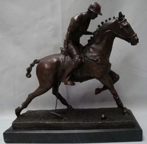 Estatua Caballo Polo Estilo Art Deco Estilo Art Nouveau Bronce Firmado Escultura - Imagen 1 de 9