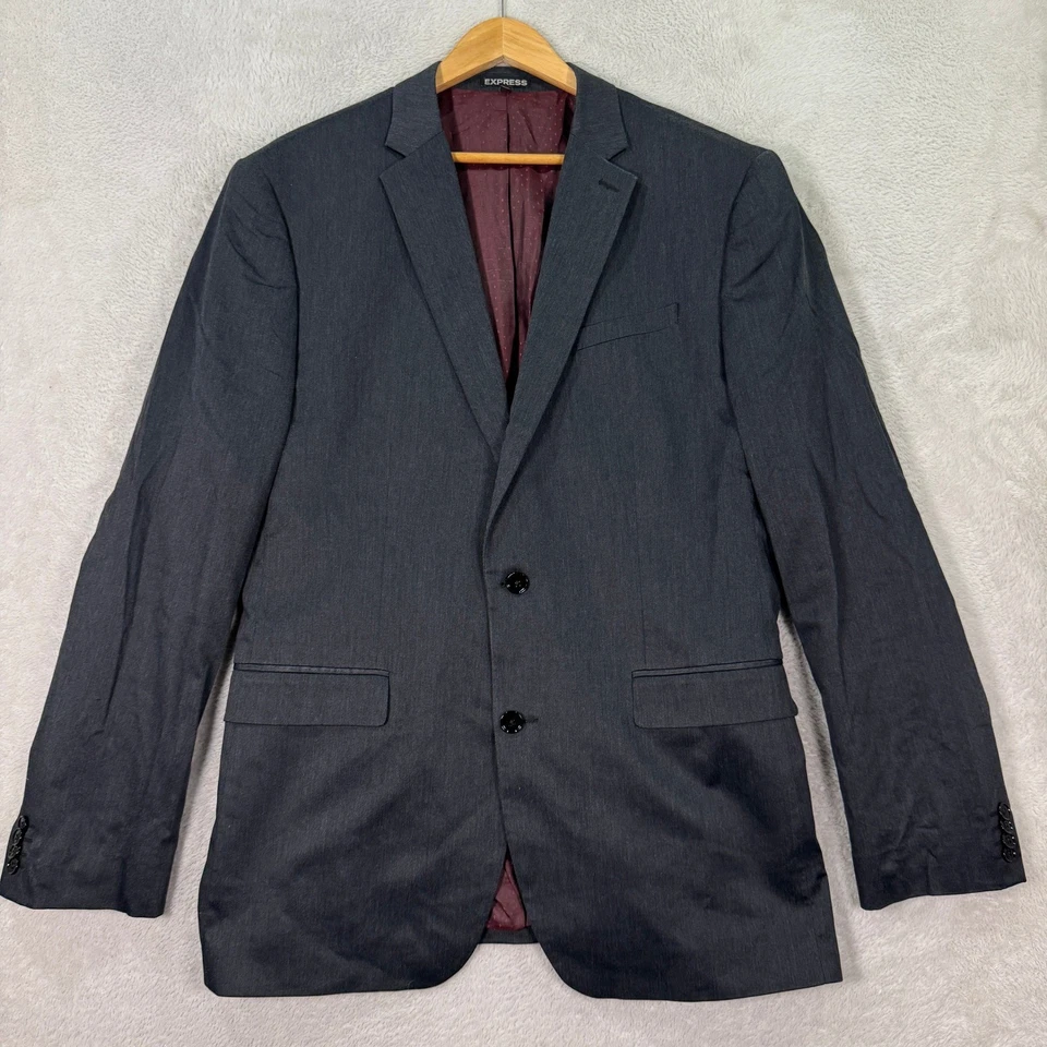 EXPRESS Modern Fit Charcoal Grey Cotton Blend Suit Jacket Blazer Mens 44L Casual - Image 1 of 4