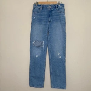 Abercrombie Ultra High Rise 90s Straight Ripped Knee Jeans - Picture 1 of 13