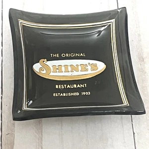 Vintage Mini Square Original Shine's Restaurant Smoked Glass Ashtray 2 1/2" Sq - Picture 1 of 3