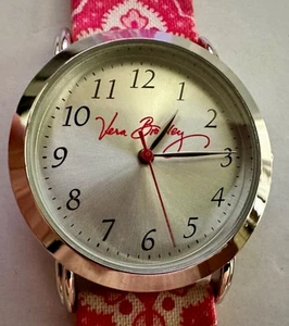Vera Bradley Watch Women Round Dial RED Floral Band New Battery - Picture 1 of 8