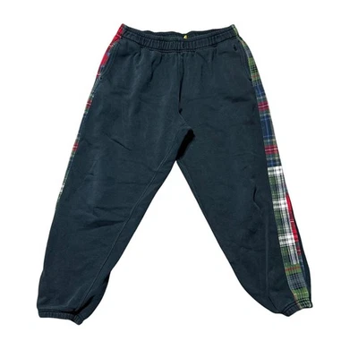 Pantalones deportivos Polo Ralph Lauren para hombre talla mediana azul marino paneles laterales a cuadros y cintura elástica Foto 1 de 4