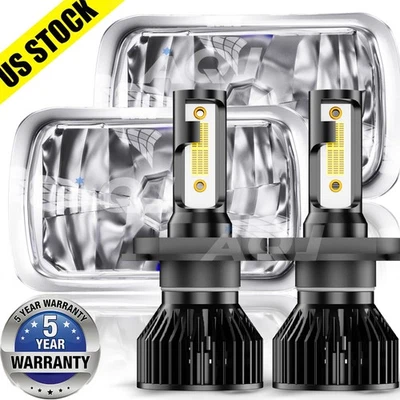 1Pair 7x6" LED Headlights H4 Hi-Lo For Chevrolet C10 C20 C30 1981-1986 - Image 1 of 4