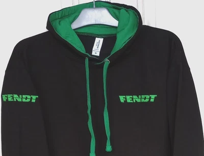 FENDT TRACTOR EMBROIDERED CONTRAST HOODIE. LEFT CHEST, RIGHT SLEEVE, OVER RUN - Image 1 of 4