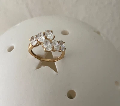 QVC Gold Ring 585er Gelbgold Diamonique Croisé insg. ca. 2,8 g Ringgröße 17 neu - Bild 1 von 4