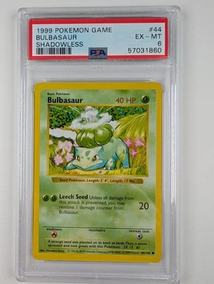 1999 Pokemon Base Set Bulbasaur Shadowless PSA 6 - Image 1 of 2